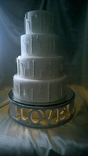 Load image into Gallery viewer, Cake stand Mr & Mrs personalised words wedding cake stand + lights [ choose from Many word options - Personalised, RHINESTONE EFFECT FINISH