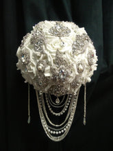Load image into Gallery viewer, Crystal Brooch and Pearl drape bouquet by Crystal wedding uk
