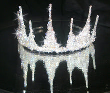 Load image into Gallery viewer, Crystal tiara crown, Couture inspired, modern crystal tiara, Ab crystal beads by Crystal wedding uk