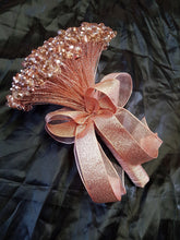 Load image into Gallery viewer, Rose gold Crystal Wedding bouquet, Brides wire bouquet, rose gold bouquet by Crystal wedding uk