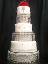 Load image into Gallery viewer, crystal cake stand , Faux crystal tiered stacked separators + LED by Crystal wedding uk