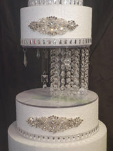 Load image into Gallery viewer, Crystal cake stand + 2 separators chandelier wedding cake with LED Lights,set of 3 pieces side bar Illusion 8" 12" 16" by Crystal wedding uk