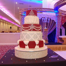 Load image into Gallery viewer, wedding cake stand , Crystal & Pearl cake stage. - round or square all sizes in white,black or ivory by Crystal wedding uk
