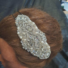 Load image into Gallery viewer, Crystal and Pearl tiara , side hair piece by Crystal wedding uk