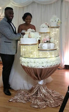 Load image into Gallery viewer, Crystal cake stand, 4 tiers crystal wedding cake holder cascading display stand plus LED lights by Crystal wedding uk