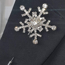 Load image into Gallery viewer, Crystal Snowflake Boutonniere - rhinestone Boutonniere for a Winter Wedding - Christmas Wedding corsage by Crystal wedding uk