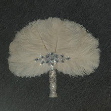 Load image into Gallery viewer, Feather Fan wedding bouquet, Off white , Ostrich feather bouquet