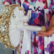 Load image into Gallery viewer, Gold Crystal cascade brooch bouquet, jewel bouquet, alternative Great Gatsby style wedding flowers. by Crystal wedding uk