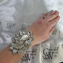 Load image into Gallery viewer, Wedding prom corsage. rhinestone brooch Bracelet Jewellery by Crystal wedding uk
