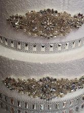 Load image into Gallery viewer, Cake brooch set of 4 , crystal rhinestone & pearl cake decoration - Silver or , Rose gold Gold by Crystal wedding uk