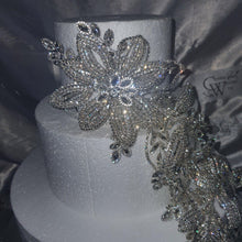 Load image into Gallery viewer, Cake brooch, crystal rhinestone cake decoration - Silver cake jewelery by Crystal wedding uk