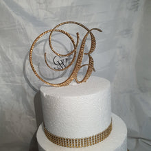 Load image into Gallery viewer, Personalised Crystal Letter Cake Topper, Rhinestone Initial Cake Decor, Luxury Wedding Birthday Monogram, Custom Cake Letter 5" TALL