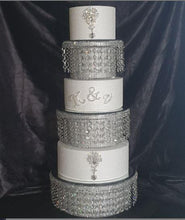 Load image into Gallery viewer, Crystal Cake Stand Set | 3 Tier Wedding Cake Stand | Diamante Crystal Cake Display | Luxury Cake Stand for Weddings & Events