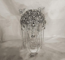 Load image into Gallery viewer, Crystal Bridal Brooch Bouquet: Silver Jewel Wedding Cascade