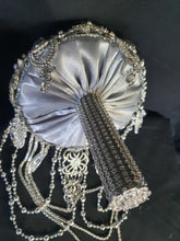 Load image into Gallery viewer, Crystal Brooch Wedding Bouquet: Silver jewel bridal Cascade Design