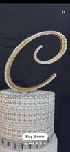 Load image into Gallery viewer, Monogram Wedding Cake Topper: Pearl & Crystal Initial, Wedding gift , Engagement custom topper 6"