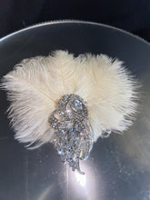 Load image into Gallery viewer, Ostrich Feather buttonhole Boutonnière -ANY COLOUR Artificial buttonhole by Crystal wedding uk