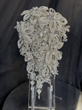 Load image into Gallery viewer, Sparkly Silver Brooch Bouquet, Crystal Rhinestone Wedding Flowers