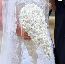 Load image into Gallery viewer, Ivory Pearl & Crystal Bridal Bouquet: Rhinestone Wedding Flowers