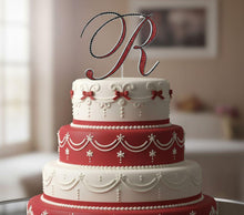Load image into Gallery viewer, Swarovski Crystal Letter Cake Topper:Bling Wedding Decoration
