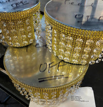 Load image into Gallery viewer, Crystal Cake Stand Set | 3 Tier Wedding Cake Stand | Diamante Crystal Cake Display | Luxury Cake Stand for Weddings & Events