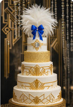 Load image into Gallery viewer, Gatsby Feather cake topper , Great Gatsby wedding style cake decoration -ANY COLOUR by Crystal wedding uk