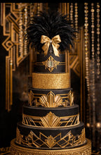 Load image into Gallery viewer, Gatsby Feather cake topper , Great Gatsby wedding style cake decoration -ANY COLOUR by Crystal wedding uk