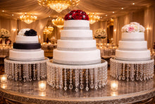 Load image into Gallery viewer, Luxury Crystal Wedding Cake Stand | Cascading Crystal Beaded Cake Stand | Elegant Wedding & Event Display Decor by Crystal wedding uk