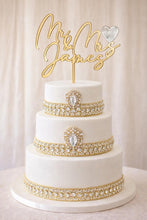 Load image into Gallery viewer, Gold Cake topper,Personalized cake topper,Rustic cake topper,monogram Custom Mr & Mrs cake topper, Wedding Cake topper by Crystal Wedding UK