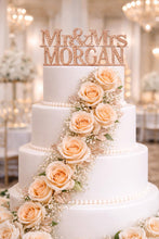 Load image into Gallery viewer, Personalised Swarovski Crystal Wedding Cake Topper – Mr & Mrs + Surname – Luxury Rhinestone Bling Wedding Decor