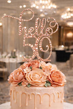 Load image into Gallery viewer, Swarovski Crystal Hello 50 -Cake Topper, 6" CLEAR Rhinestone Bling topper
