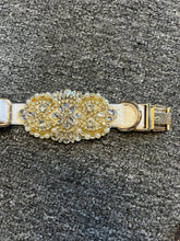 Load image into Gallery viewer, Personalised Luxury Velvet Dog Collar: Silver Rhinestones & Pearls, Wedding Pet Collar