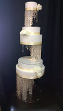 Load image into Gallery viewer, Beaded Wedding Cake Stand Crystal Illusion Floating cake Display with Lights