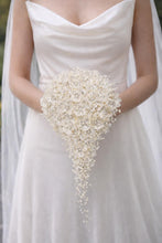 Load image into Gallery viewer, Ivory Pearl & Crystal Bridal Bouquet: Rhinestone Wedding Flowers