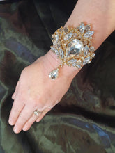 Load image into Gallery viewer, Vintage Inspired Crystal Wrist Corsage Bridal Bridesmaid Wedding Accessory – Rhinestone Bracelet Corsage