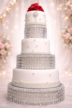 Load image into Gallery viewer, Crystal Cake Stand Set | 3 Tier Wedding Cake Stand | Diamante Crystal Cake Display | Luxury Cake Stand for Weddings & Events