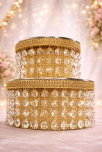 Load image into Gallery viewer, Crystal Cake Stand Set | 3 Tier Wedding Cake Stand | Diamante Crystal Cake Display | Luxury Cake Stand for Weddings & Events