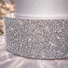 Load image into Gallery viewer, Silver Crystal Cake Stand | Rhinestone Wedding Cake Stand | Glam Wedding Decor | Sparkly Cake Display | Luxury Cake Stand
