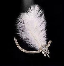 Load image into Gallery viewer, Crystal Feather Headband headpiece, Gatsby Headband Wedding flapper headband 1920s Bridal rhinestone fascinator, headdress