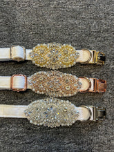 Load image into Gallery viewer, Personalised Luxury Velvet Dog Collar: Silver Rhinestones & Pearls, Wedding Pet Collar