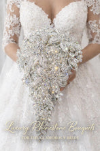 Load image into Gallery viewer, Diamante Flower Bouquet: Crystal Rhinestone Bridal Bouquet 8" x 13" -Handmade to order
