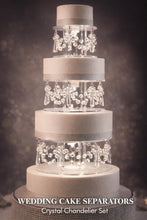 Load image into Gallery viewer, Luxury Chandelier Wedding Cake Separator set 3 : LED Lit Glass seperators (8/10/12 inch). Free UK & USA Shipping