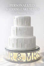 Load image into Gallery viewer, Personalized Wedding Cake Stand with Lights: MRS & MRS Rhinestone Effect