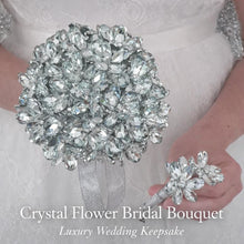 Load image into Gallery viewer, Crystal Flower Wedding Bouquet: Handmade Clear Glass petal Bridal Bouquet