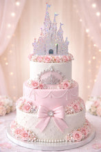 Load image into Gallery viewer, Luxury Swarovski Crystal Castle Cake Topper – Fairytale Wedding Cake Keepsake Decoration