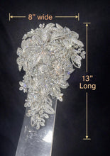Load image into Gallery viewer, Diamante Flower Bouquet: Crystal Rhinestone wedding Bridal Bouquet 8" x 13" -Handmade to order