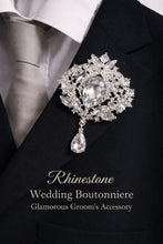 Load image into Gallery viewer, Gold Crystal Brooch Bridal Bouquet – Glam Art Deco Cascade, Handmade Luxury Wedding Bouquet