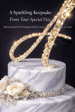 Load image into Gallery viewer, Crystal Initial Cake Topper, Personalized Wedding Monogram, Luxury Rhinestone Letter Topper, Bridal Keepsake Cake Decoration