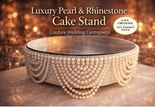 Load image into Gallery viewer, Pearl Rhinestone Wedding Cake Stand Vintage Inspired Mirror Top Cake display stand