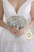 Load image into Gallery viewer, Wedding bouquet Crystal Rhinestone round posy Brides Bouquet Non Floral Keepsake Crystal wedding flowers